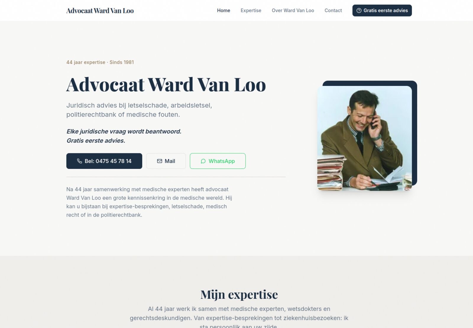 Website van Advocaat Ward Van Loo gemaakt door Studio Ro